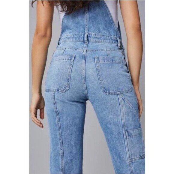 DL1961 Emilie Denim Overall S Lt Seaglass Vintage Cargo Cropped Tapered - Picture 4 of 16